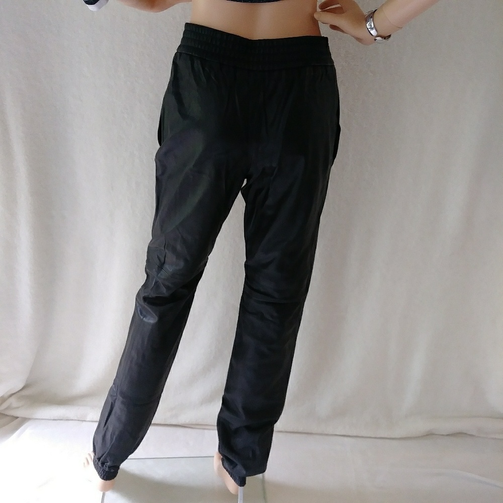 SALE! JOSEPH Sz M Sexy Black Leather Joggers Pants - Picture 6 of 8